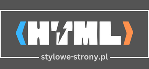 poziome logo strony www stylowe-strony przedstawia html z błyskawicą